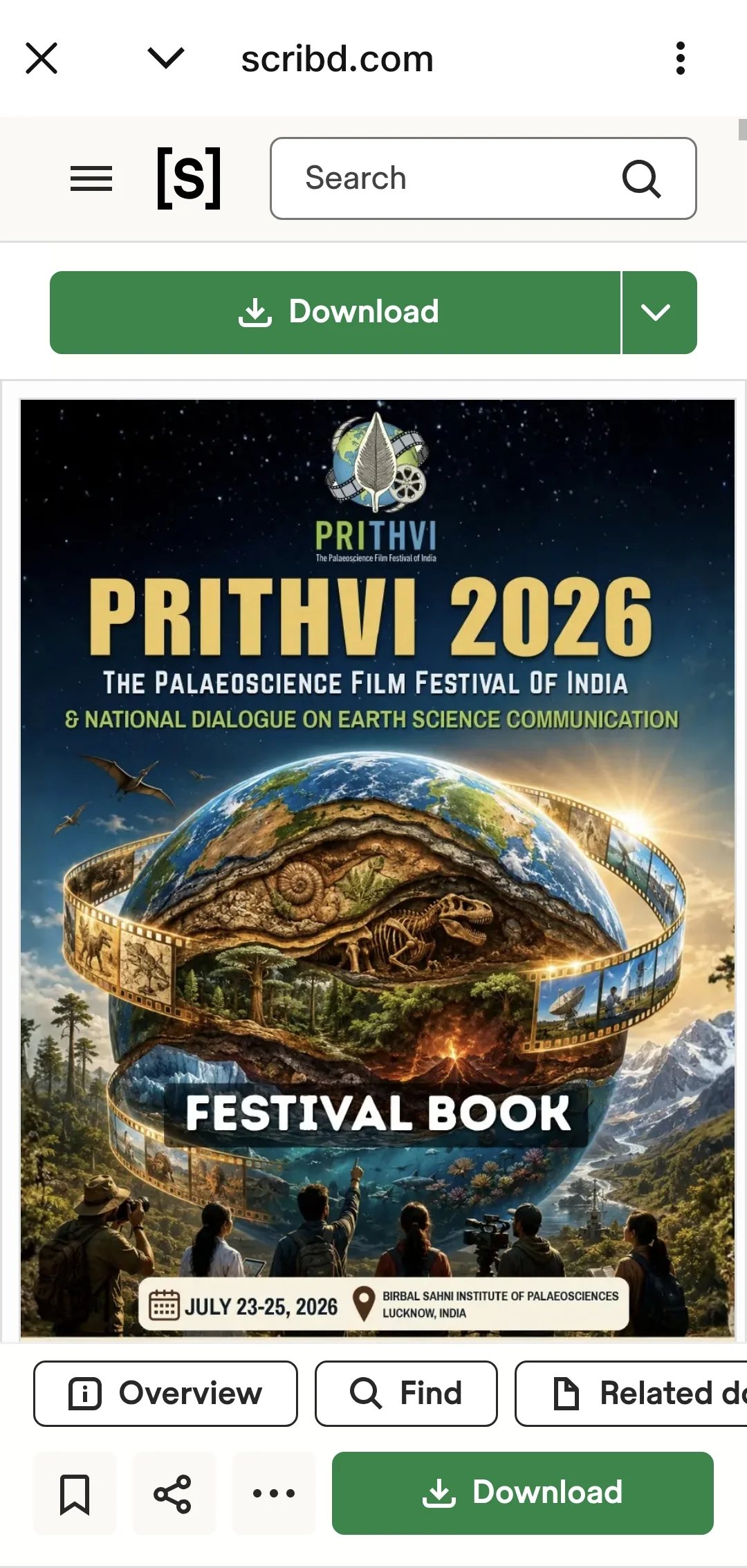 PRITHVI 2026: Palaeoscience Film Festival of India, Festival Book (BSIP Lucknow)